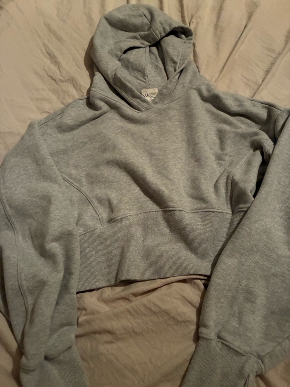 aerie Gray Cropped Hoodie Sweatshirt